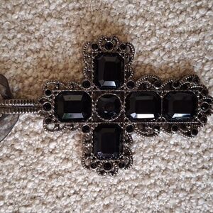 Black Rinestones Cross Pendant